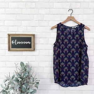 DANIEL RAINN Navy Floral Sleeveless Top
